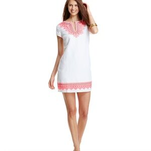 Vineyard Vines Island Embroidered Linen Blend Shift Summer Dress White Size 2